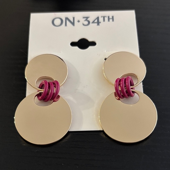 ON 34th Jewelry - ON 34TH Gold and Pink Double Circle Earrings NWT